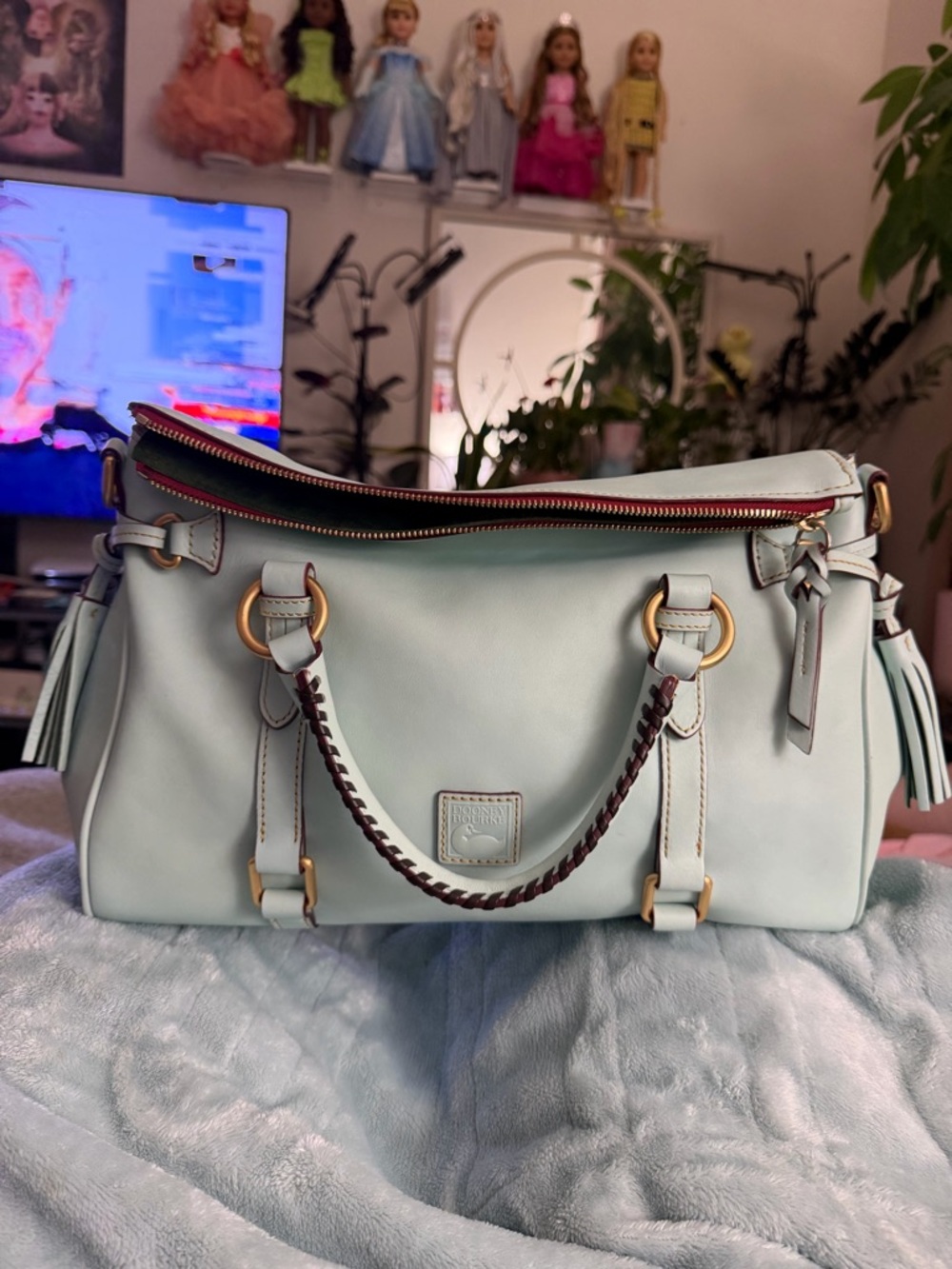 Dooney & Bourke pale blue large Florentine satchel